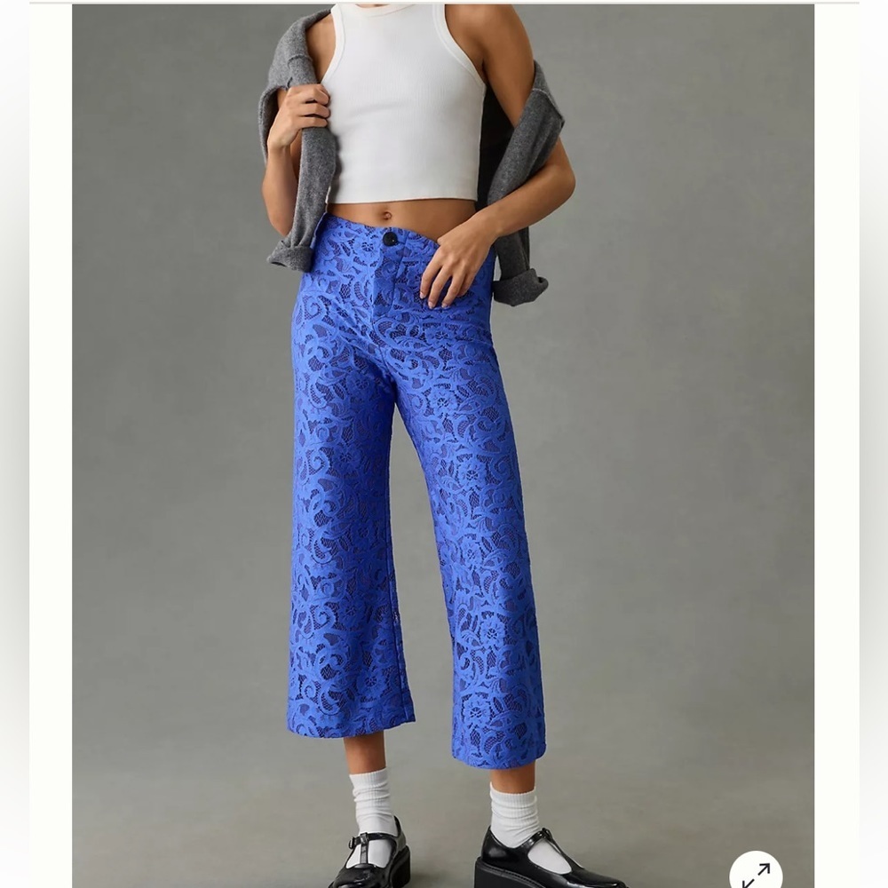 Anthropologie Blue Patterned Pants